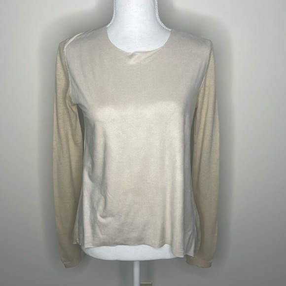 Olivaceous Sweaters - Olivaceous Anthropologie Mixed Fabric L/S Top. Cream Colored